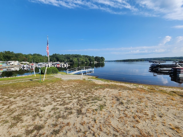 property view of water featuring a dock