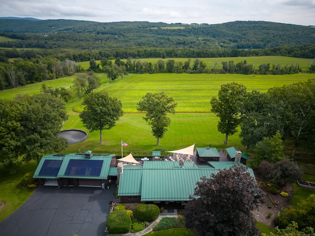 birds eye view of property with a mountain view