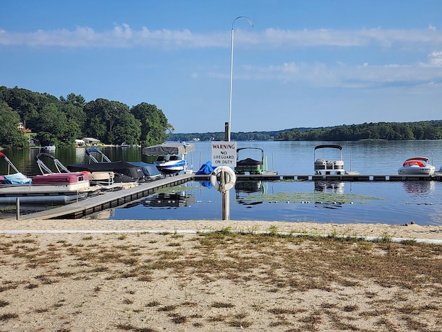 view of dock featuring a water view