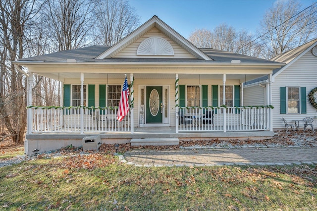 view of front facade featuring covered porch