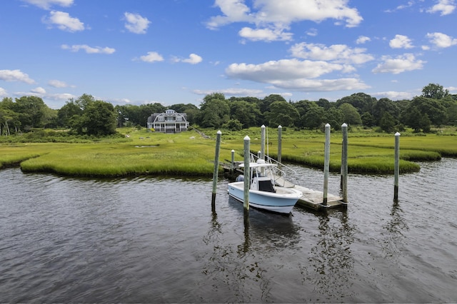 view of dock featuring a water view