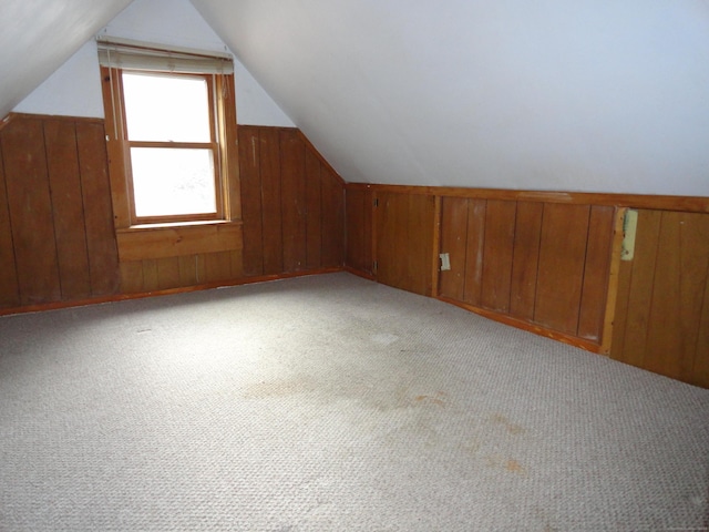 39 Baker St, Winchester, CT 06098 - bonus room featuring light colored carpet, lofted ceiling, and wooden walls