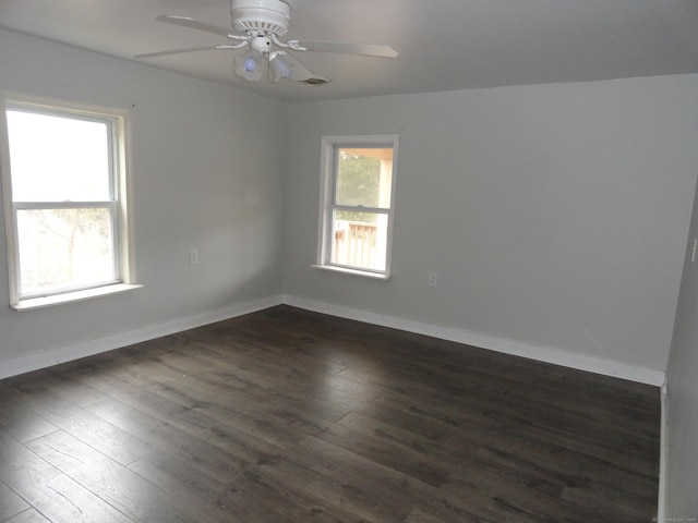39 Baker St, Winchester, CT 06098 - unfurnished room with dark hardwood / wood-style floors, ceiling fan, and a healthy amount of sunlight