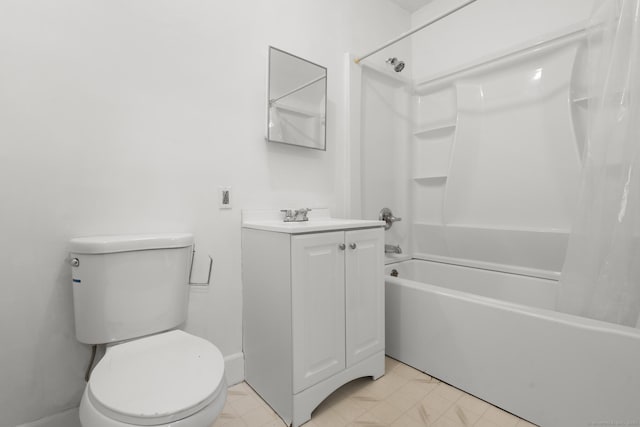 full bathroom featuring vanity, toilet, and shower / bath combination