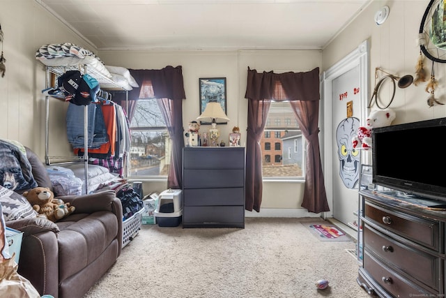 interior space with crown molding