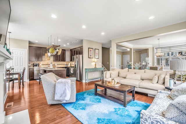 living room with hardwood / wood-style floors