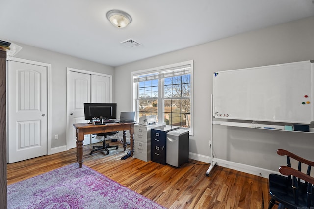 office featuring wood-type flooring