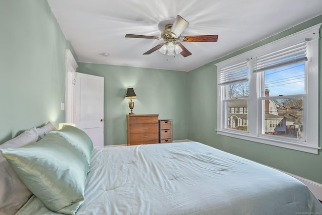 bedroom featuring ceiling fan