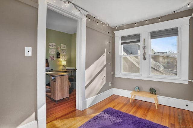 interior space with hardwood / wood-style flooring