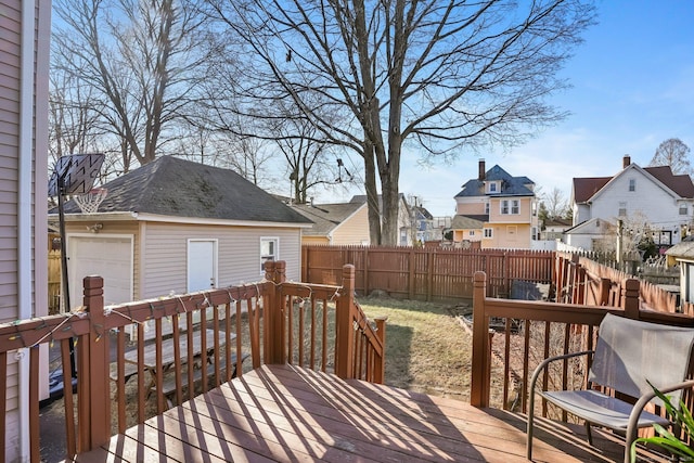 deck with an outdoor structure