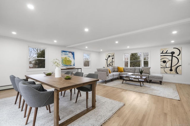 dining area with light wood-type flooring