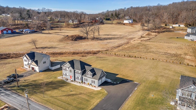 birds eye view of property with a rural view