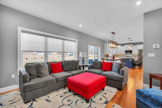 living room featuring light hardwood / wood-style floors