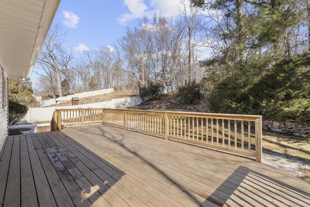 wooden deck featuring fence