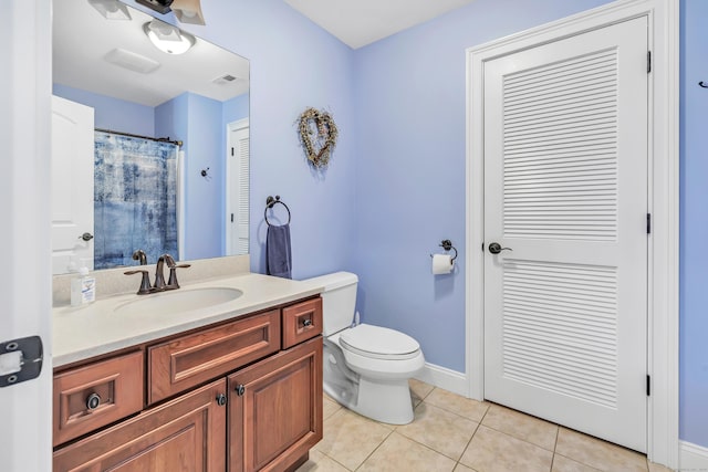 bathroom with tile patterned floors, vanity, and toilet