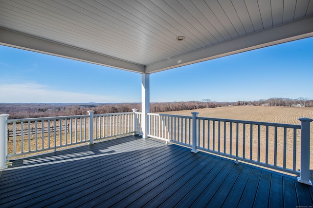 deck featuring a rural view