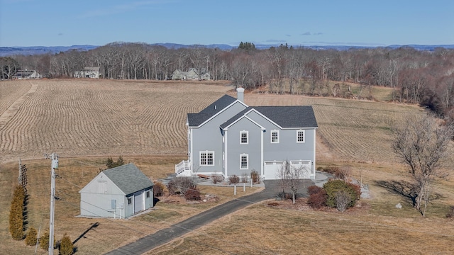 aerial view featuring a rural view