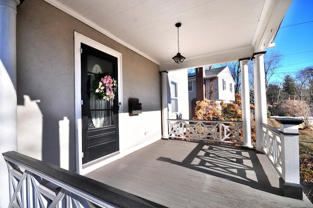 wooden deck with covered porch