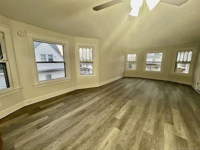 interior space featuring ceiling fan and hardwood / wood-style floors