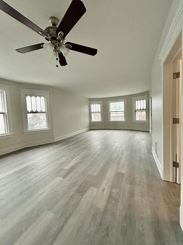 spare room featuring plenty of natural light and light hardwood / wood-style flooring