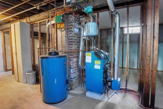 utility room featuring water heater