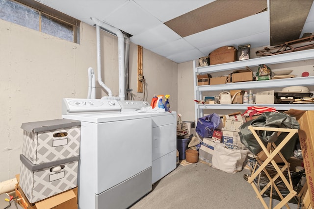 clothes washing area featuring washing machine and dryer