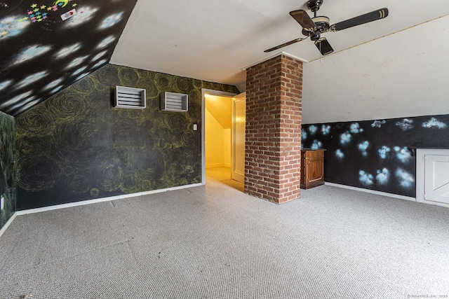 interior space featuring ceiling fan