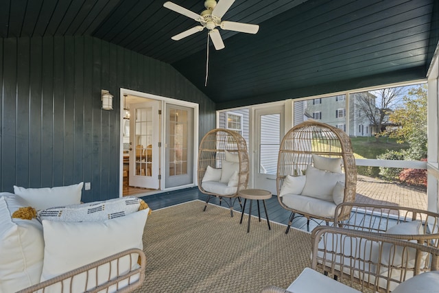 view of patio / terrace featuring ceiling fan