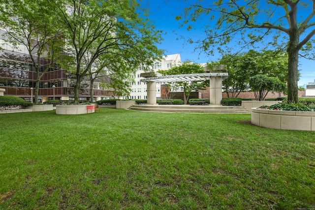 view of yard with a pergola