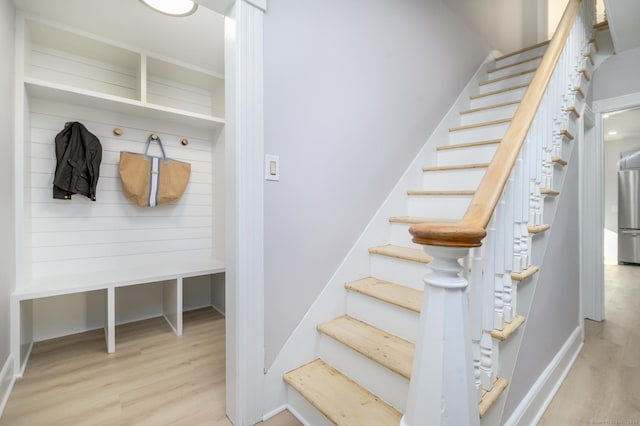 mudroom featuring light hardwood / wood-style flooring