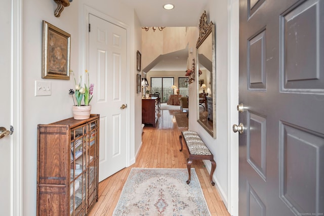 entrance foyer with light hardwood / wood-style flooring