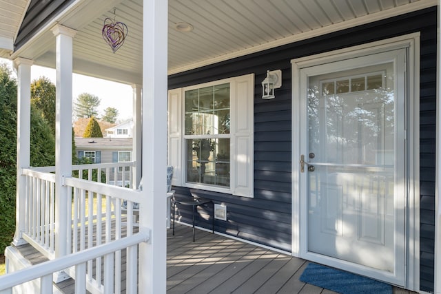 deck featuring a porch