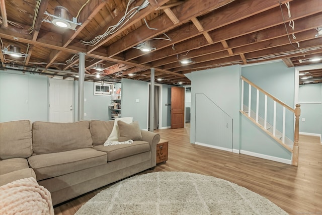 living room with hardwood / wood-style flooring