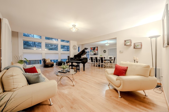 living room with light hardwood / wood-style floors