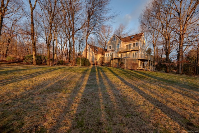 view of yard with a deck