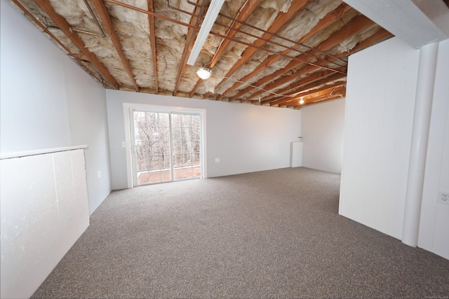 basement with carpet flooring