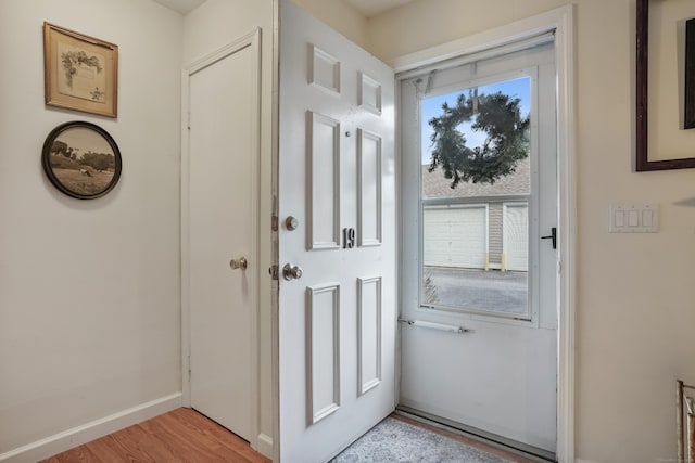 doorway featuring light wood-type flooring