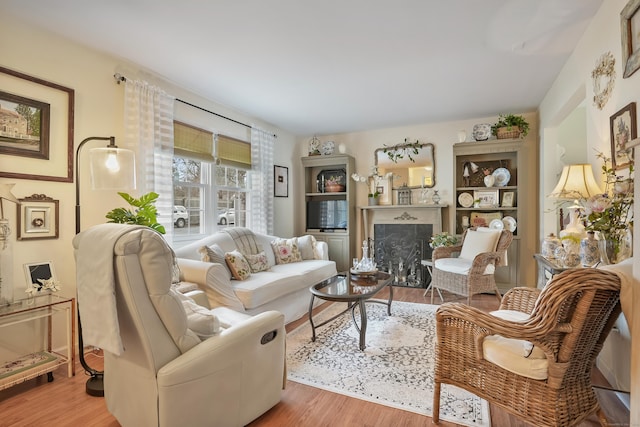 living room with light wood-type flooring