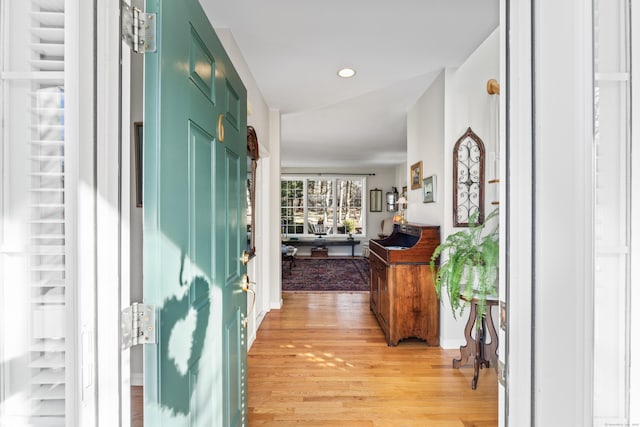 hall featuring light wood-type flooring