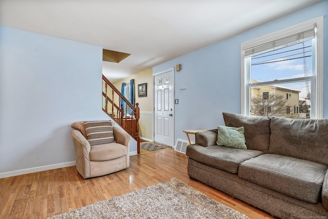 living room with hardwood / wood-style floors