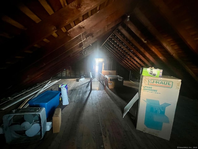 view of unfinished attic