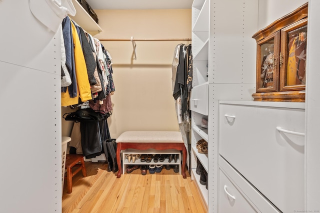 walk in closet featuring hardwood / wood-style flooring