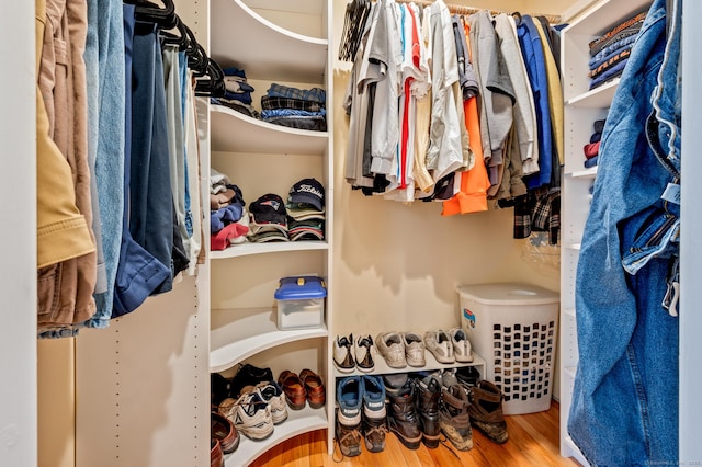 walk in closet featuring wood-type flooring