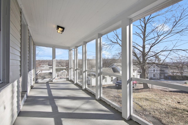 view of unfurnished sunroom