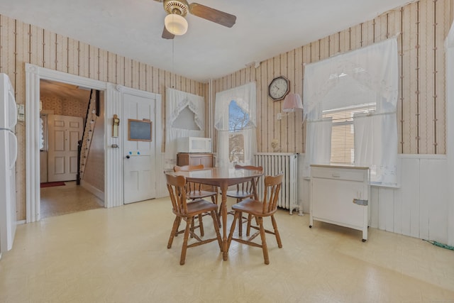 dining area with ceiling fan