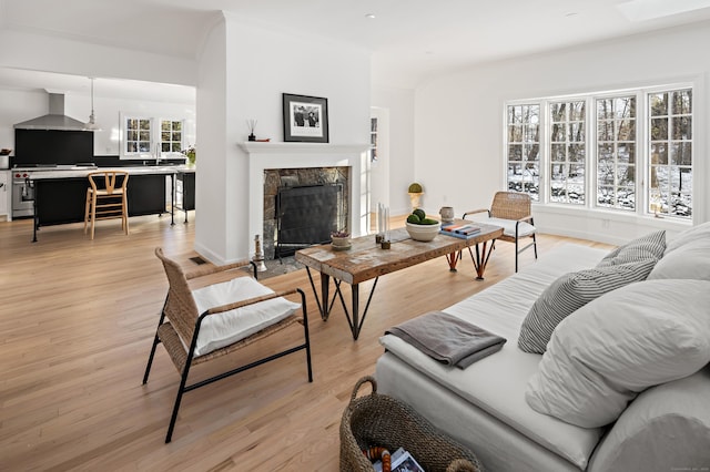 living room featuring light hardwood / wood-style floors