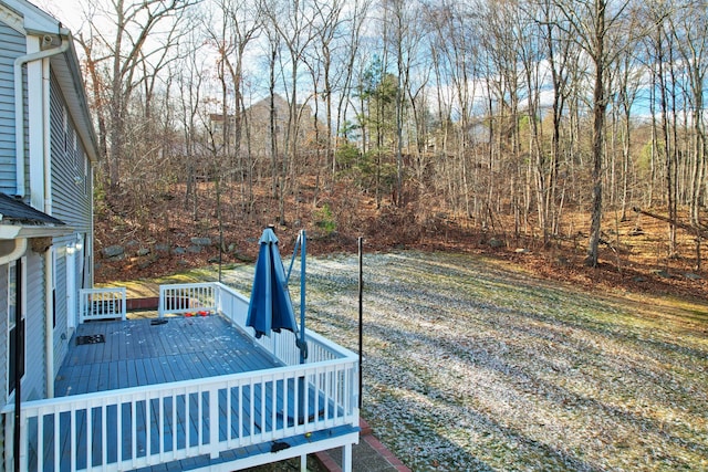 view of yard featuring a wooden deck