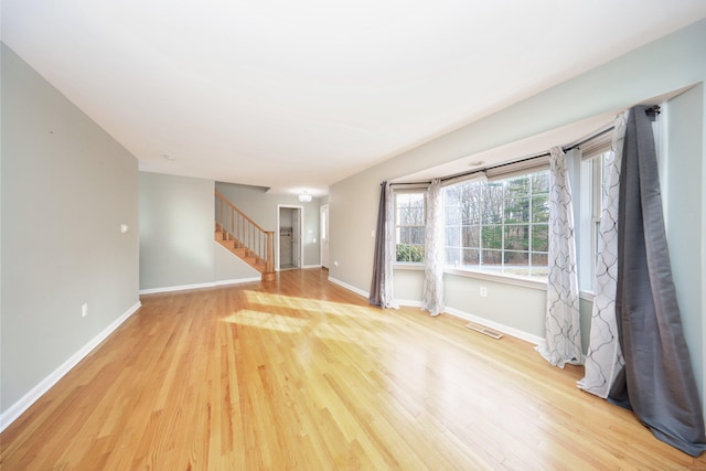 unfurnished living room featuring light hardwood / wood-style floors