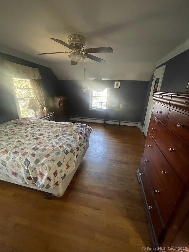 191 Anson St, Stratford, CT 06614 - bedroom featuring lofted ceiling, wood-type flooring, and ceiling fan