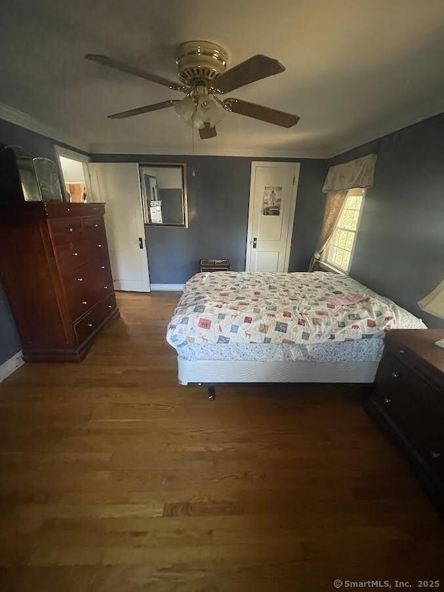 191 Anson St, Stratford, CT 06614 - bedroom with ceiling fan and dark wood-type flooring